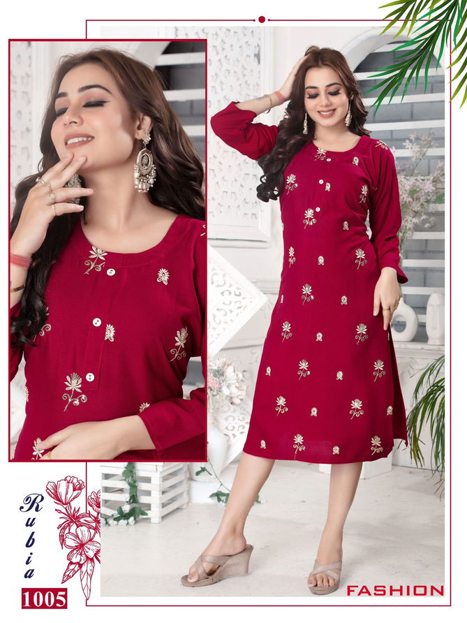 Rubia By Beauty Rayon Plain Kurti Wholesale Shop In Surat
